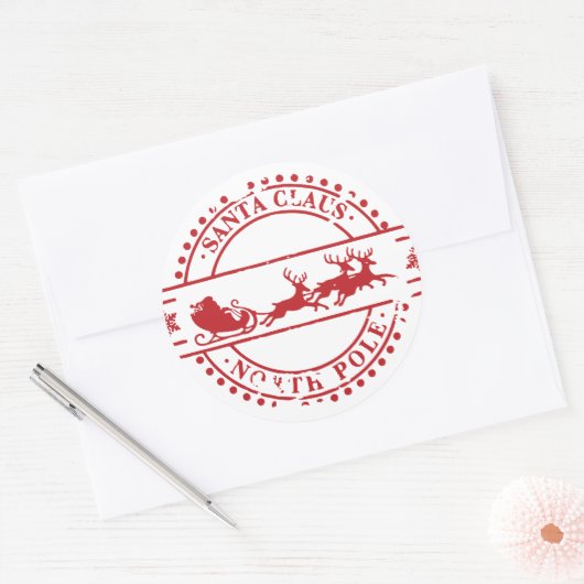 Santa Clause Noordpool Ronde Sticker (Envelop)