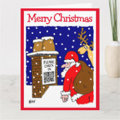 Santa Clause QR Code Design Funny kerstkaart Kaart (Voorkant)