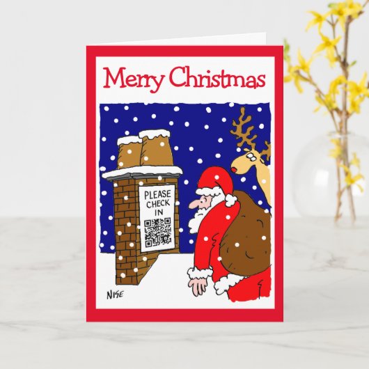Santa Clause QR Code Design Funny kerstkaart Kaart (Gele Bloem)