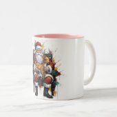 Santa Clause & Reindeer , Christmas Mug Tweekleurige Koffiemok (Voorkant rechts)