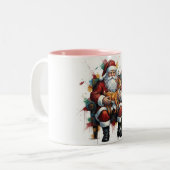 Santa Clause & Reindeer , Christmas Mug Tweekleurige Koffiemok (Voorkant links)