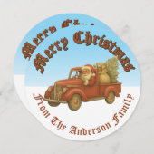 Santa Clause Rijden  Truck Kerst Feestdagenkaart (Voorkant / Achterkant)
