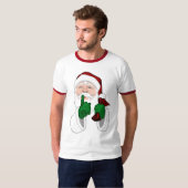 Santa Clause Ringer T-Shirt Festive Santa Shirt (Voorkant volledig)