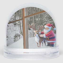 Santa Clause & Rudolf Christmas Snow Globe Sneeuwbol