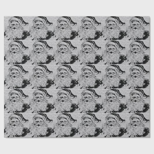 Santa Clause Silver Sparkles Cadeaupapier (Vlak)