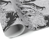 Santa Clause Silver Sparkles Cadeaupapier (Rol Hoek)