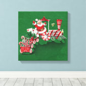  Santa Clause Snoep Trein Canvas Afdruk (Insitu (Houten vloer))