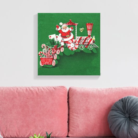 Santa Clause Snoep Trein Canvas Afdruk (Insitu (Woonkamer))