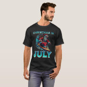 Santa Clause Surfen Grappig Juli Zomer Vakantie CH T-shirt (Voorkant volledig)