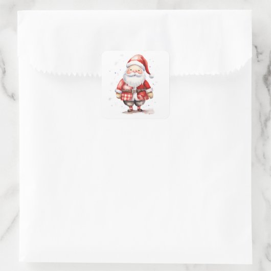 Santa Clause Vierkante Sticker (Tas)
