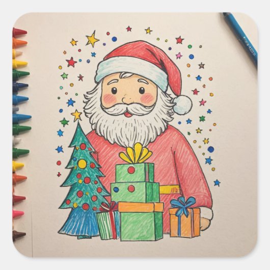 Santa Clause Vierkante Sticker (Voorkant)