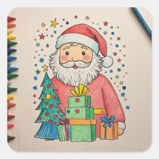 Santa Clause Vierkante Sticker