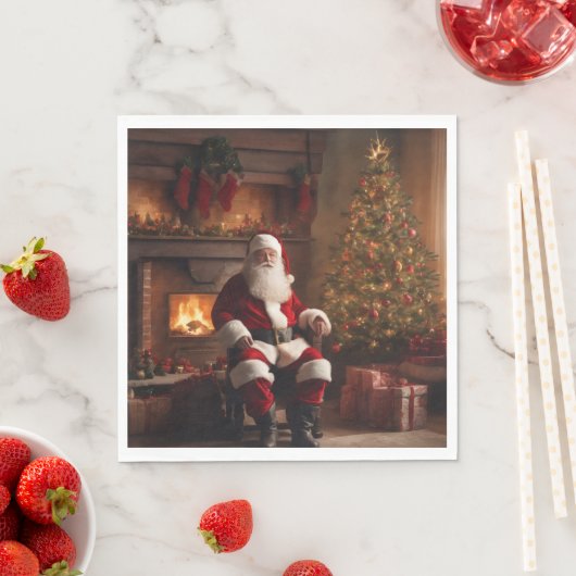 Santa Clause with Christmas Tree & Fireplace Servet (Insitu)