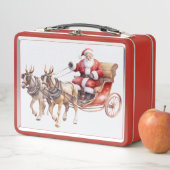 Santa Clause with horses wearing reindeer antlers (In situ)