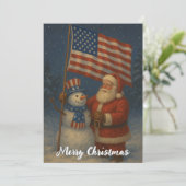 Santa Clause with Snowman Christmas Feestdagenkaart (Staand voorkant)