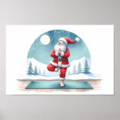 Santa Clause Yoga Workout Waterverf Poster (Voorkant)