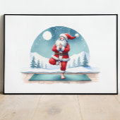 Santa Clause Yoga Workout Waterverf Poster