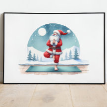 Santa Clause Yoga Workout Waterverf