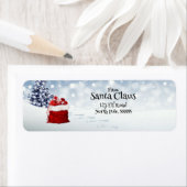 Santa Clauses Red Gift Bag Snow Retouradres Etiket (Insitu)