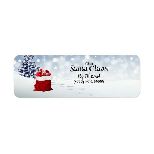 Santa Clauses Red Gift Bag Snow Retouradres Etiket (Voorkant)