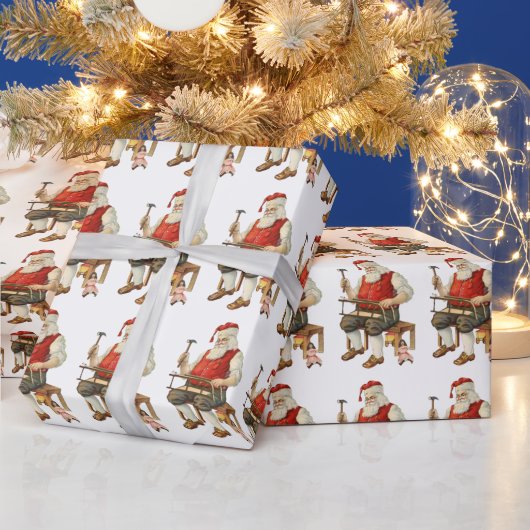 Santa Claus's workshop maakt Speelgoed gesneden Cadeaupapier (Feestdagen)