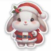 Santa Clausule Bunny, schattig konijn Sticker (Voorkant)