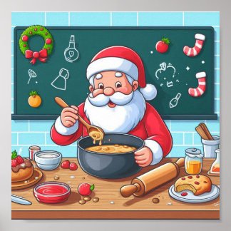Santa Clausule Genieten van koken Poster