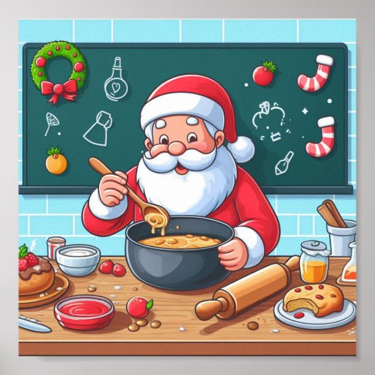 Santa Clausule Genieten van koken Poster (Voorkant)