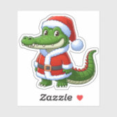 Santa Clausule krokodil, grappige dieren Sticker (Vel)