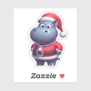 Santa Clausule nijlpaard, grappig nijlpaard Sticker