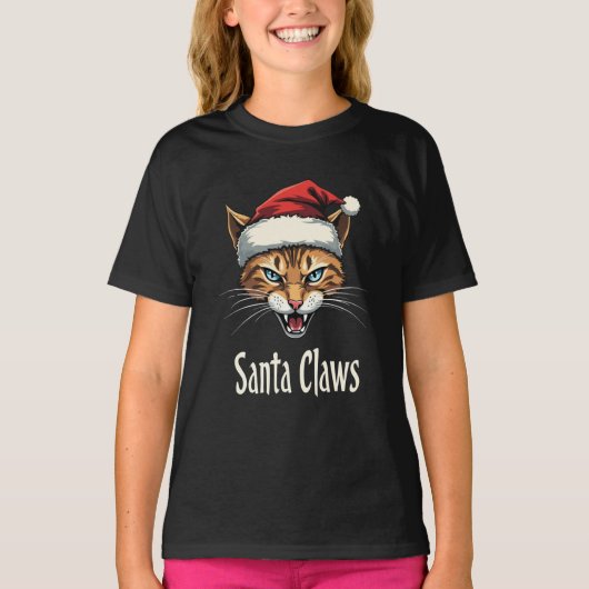Santa Claws Angry Cat Christmas - Funny Christmas T-shirt (Voorkant)