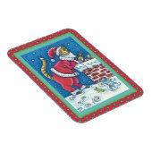 SANTA CLAWS CAT ON ROOFTOP BRINGGIFTS, FUNNY MAGNEET (Rechterzijde)