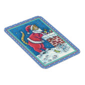 SANTA CLAWS CAT ON ROOFTOP BRINGGIFTS, FUNNY MAGNEET (Rechterzijde)