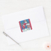 SANTA CLAWS CAT ON ROOFTOP BRINGGIFTS, FUNNY VIERKANTE STICKER (Envelop)