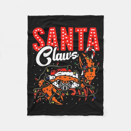 Santa Claws Christmas Funny Crab Lights Holiday Ca Fleece Deken (Voorkant)