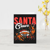 Santa Claws Christmas Funny Crab Lights Holiday Ca Kaart (Gele Bloem)