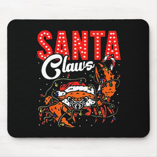 Santa Claws Christmas Funny Crab Lights Holiday Ca Muismat (Voorkant)
