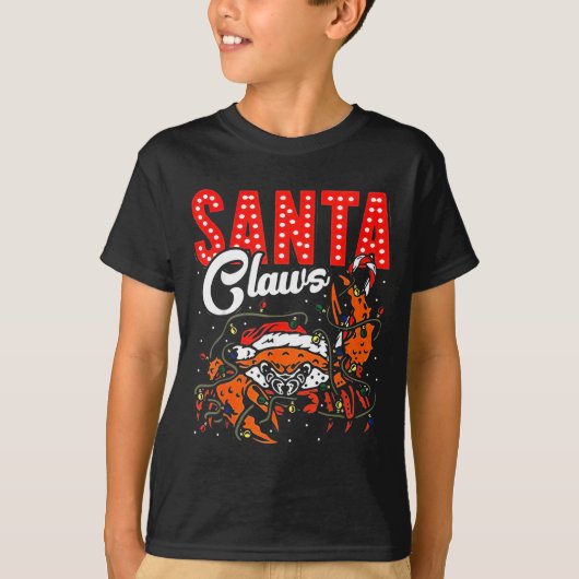 Santa Claws Christmas Funny Crab Lights Holiday Ca T-shirt (Voorkant)