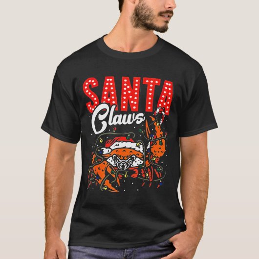 Santa Claws Christmas Funny Crab Lights Holiday Ca T-shirt (Voorkant)