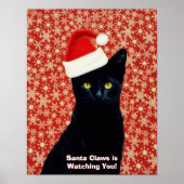 Santa "Claws" Claus Funny Black Cat Poster Art (Voorkant)