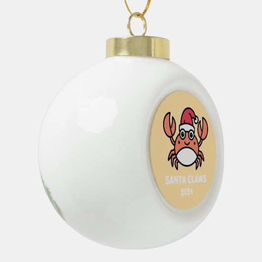 Santa Claws Crab Keramische Bal Ornament (Links)