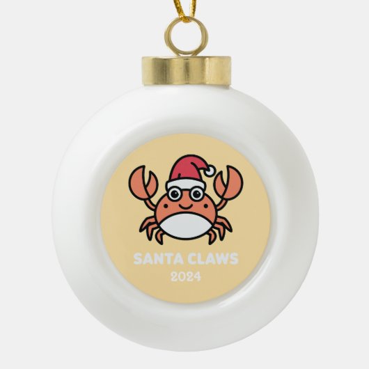 Santa Claws Crab Keramische Bal Ornament (Voorkant)