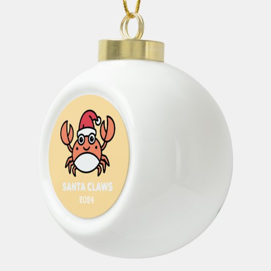 Santa Claws Crab Keramische Bal Ornament (Rechts)