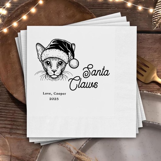 Santa Claws Custom Cat Drawn Wedding Servet
