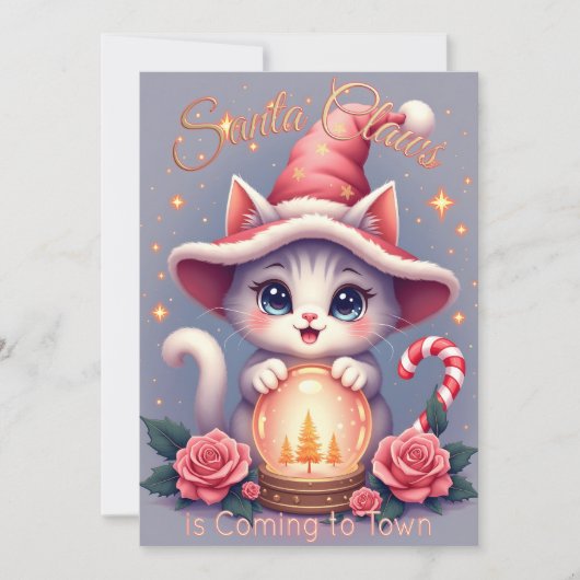 Santa Claws – Cute Holiday Cat Design Kaart (Voorkant)