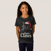 Santa Claws – Funny Black Cat Christmas Design T-shirt (Voorkant volledig)
