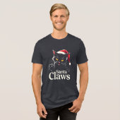 Santa Claws – Funny Black Cat Christmas Design Tri-Blend Shirt (Voorkant volledig)