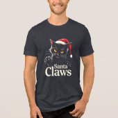 Santa Claws – Funny Black Cat Christmas Design Tri-Blend Shirt (Voorkant)