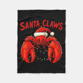 Santa Claws Funny Christmas Lobster With Lights Fleece Deken (Voorkant)
