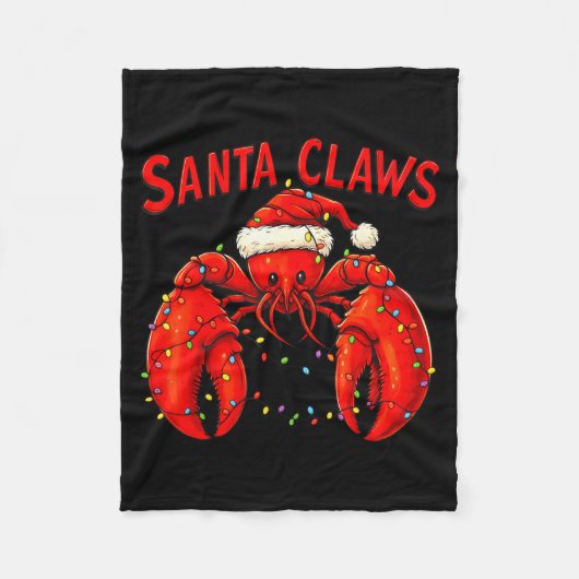 Santa Claws Funny Christmas Lobster With Lights Fleece Deken (Voorkant)